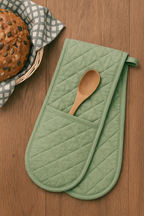 Extra Long Double Oven Gloves – Heat Resistant Quilted Cotton Kitchen Mitts for Baking, Cooking & BBQ