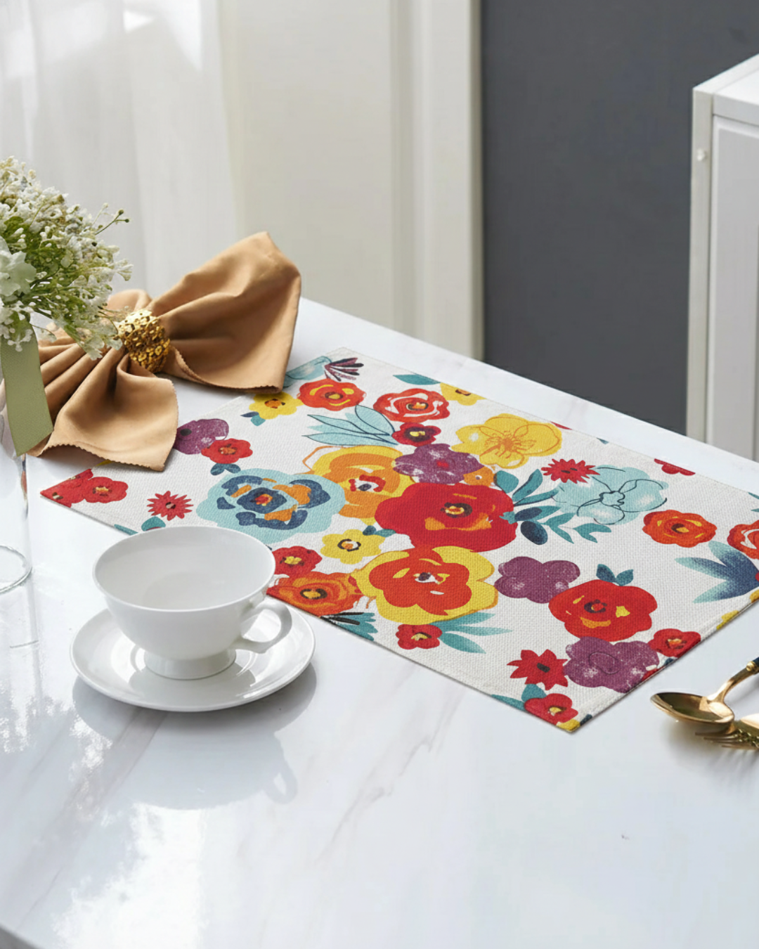 Placemats 100% Cotton 13x19 Inch, Dining Table Placemats Set of 6, Place Mats for Dining Table Decor, Kitchen & Table Linens, Coffee Mat