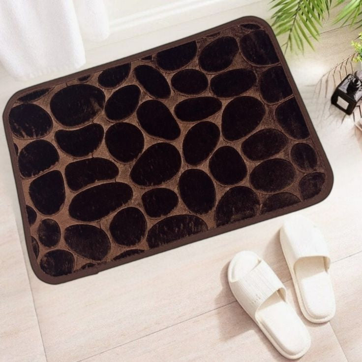 Anti-Slip Pebble Stone Bath Mat – Super Absorbent Memory Foam Floor Rug