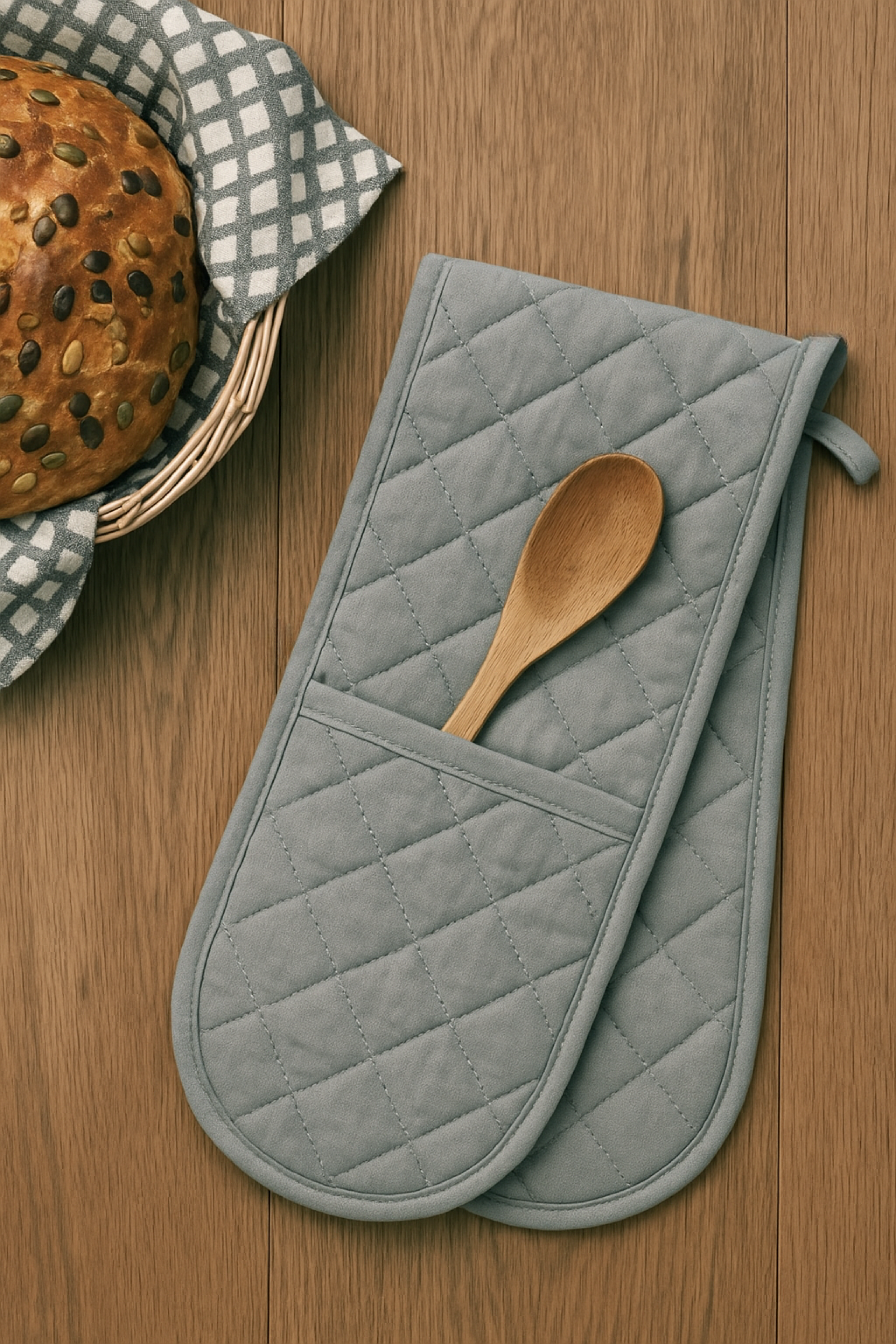 Extra Long Double Oven Gloves – Heat Resistant Quilted Cotton Kitchen Mitts for Baking, Cooking & BBQ
