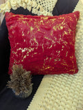 2 pcs set Royal Ruby Gold Foil Fur Cushion Cover