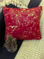 2 pcs set Royal Ruby Gold Foil Fur Cushion Cover