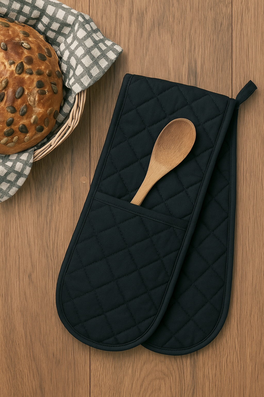 Extra Long Double Oven Gloves – Heat Resistant Quilted Cotton Kitchen Mitts for Baking, Cooking & BBQ