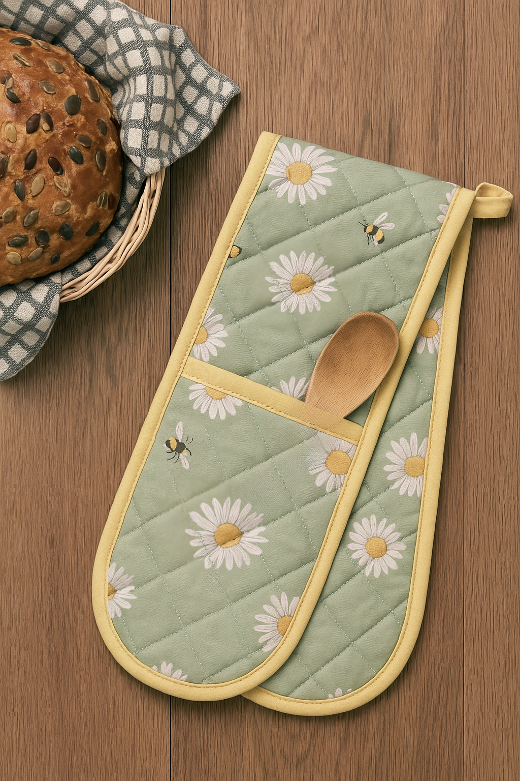 Extra Long Double Oven Gloves – Heat Resistant Quilted Cotton Kitchen Mitts for Baking, Cooking & BBQ