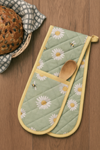 Extra Long Double Oven Gloves – Heat Resistant Quilted Cotton Kitchen Mitts for Baking, Cooking & BBQ