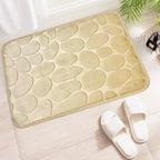 Anti-Slip Pebble Stone Bath Mat – Super Absorbent Memory Foam Floor Rug