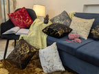 2 pcs set Royal Ruby Gold Foil Fur Cushion Cover