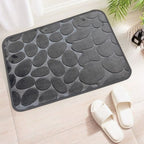 Anti-Slip Pebble Stone Bath Mat – Super Absorbent Memory Foam Floor Rug