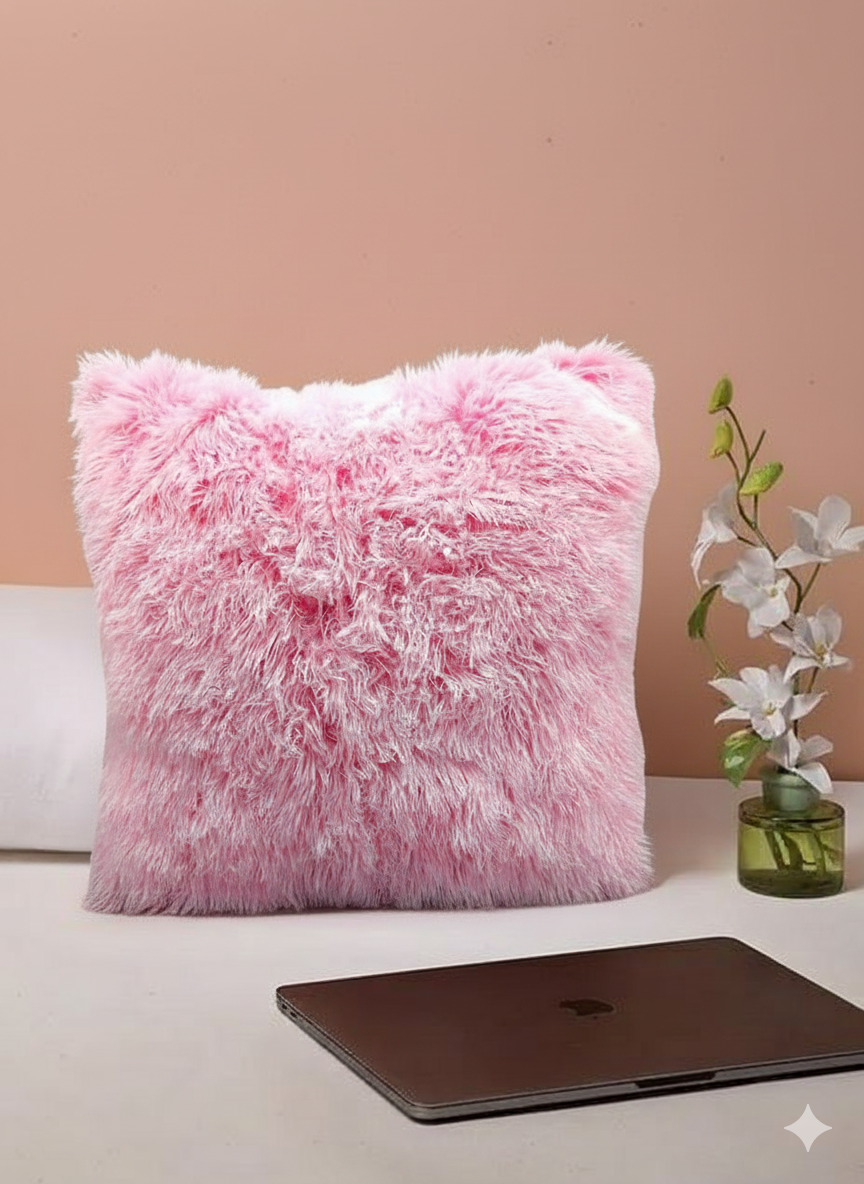 2 pcs set Decorative Throw Pillows Covers With Long Fur