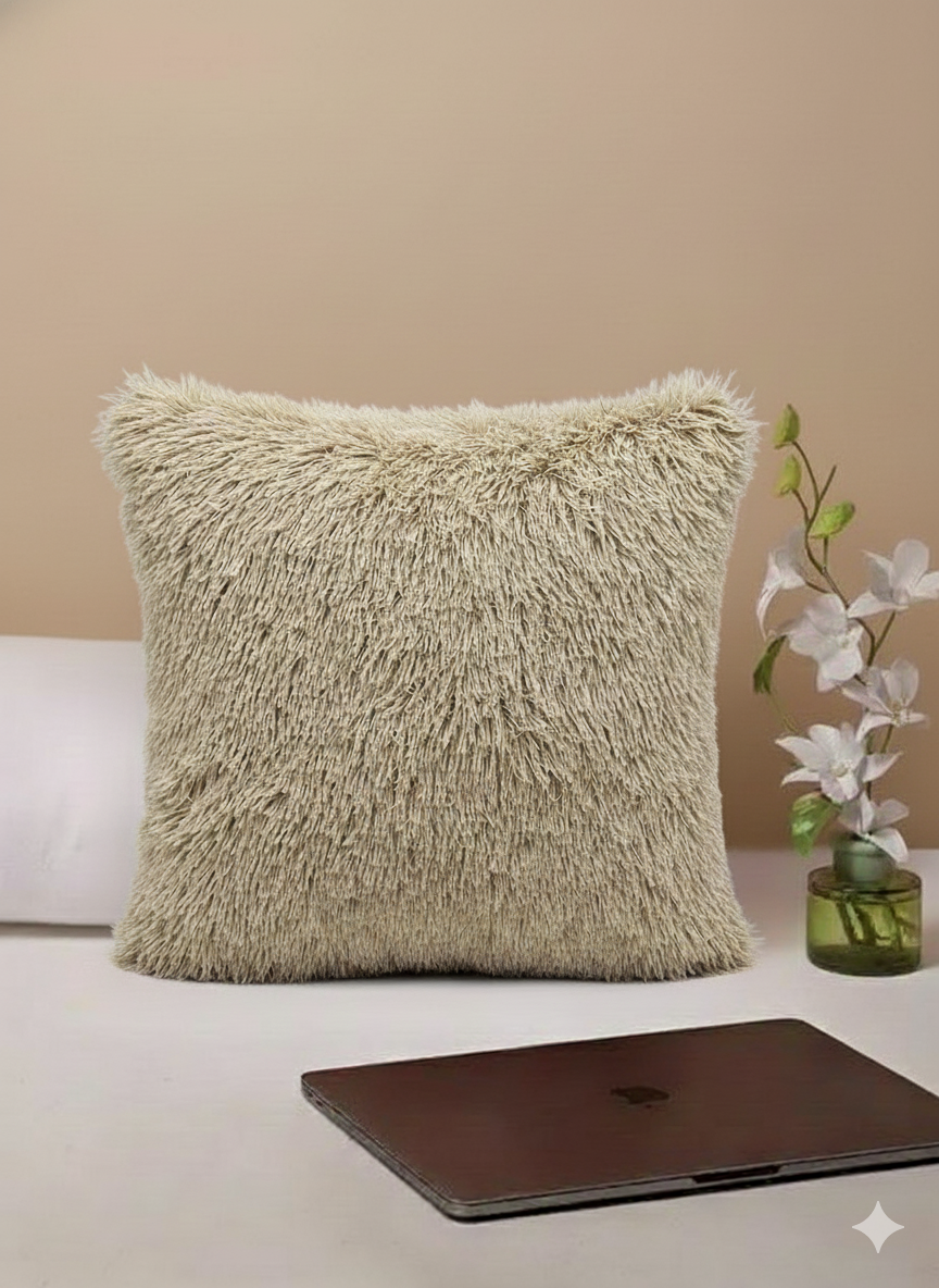 2 pcs set Decorative Throw Pillows Covers With Long Fur