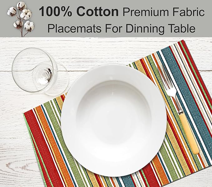 Placemats 100% Cotton 13x19 Inch, Dining Table Placemats Set of 6, Place Mats for Dining Table Decor, Kitchen & Table Linens, Coffee Mat