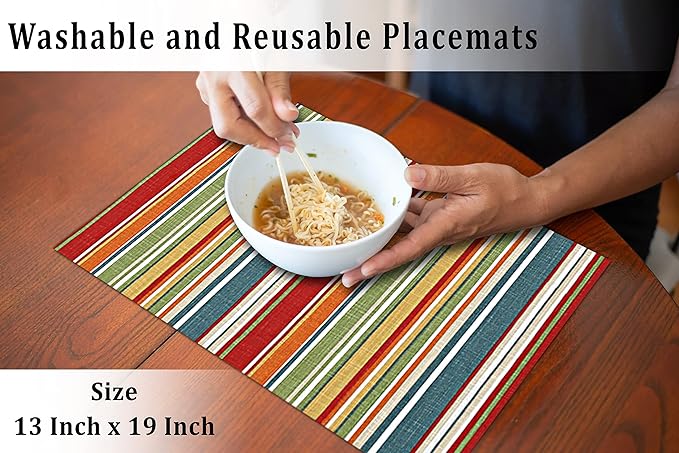 Placemats 100% Cotton 13x19 Inch, Dining Table Placemats Set of 6, Place Mats for Dining Table Decor, Kitchen & Table Linens, Coffee Mat