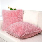 2 pcs set Decorative Throw Pillows Covers With Long Fur