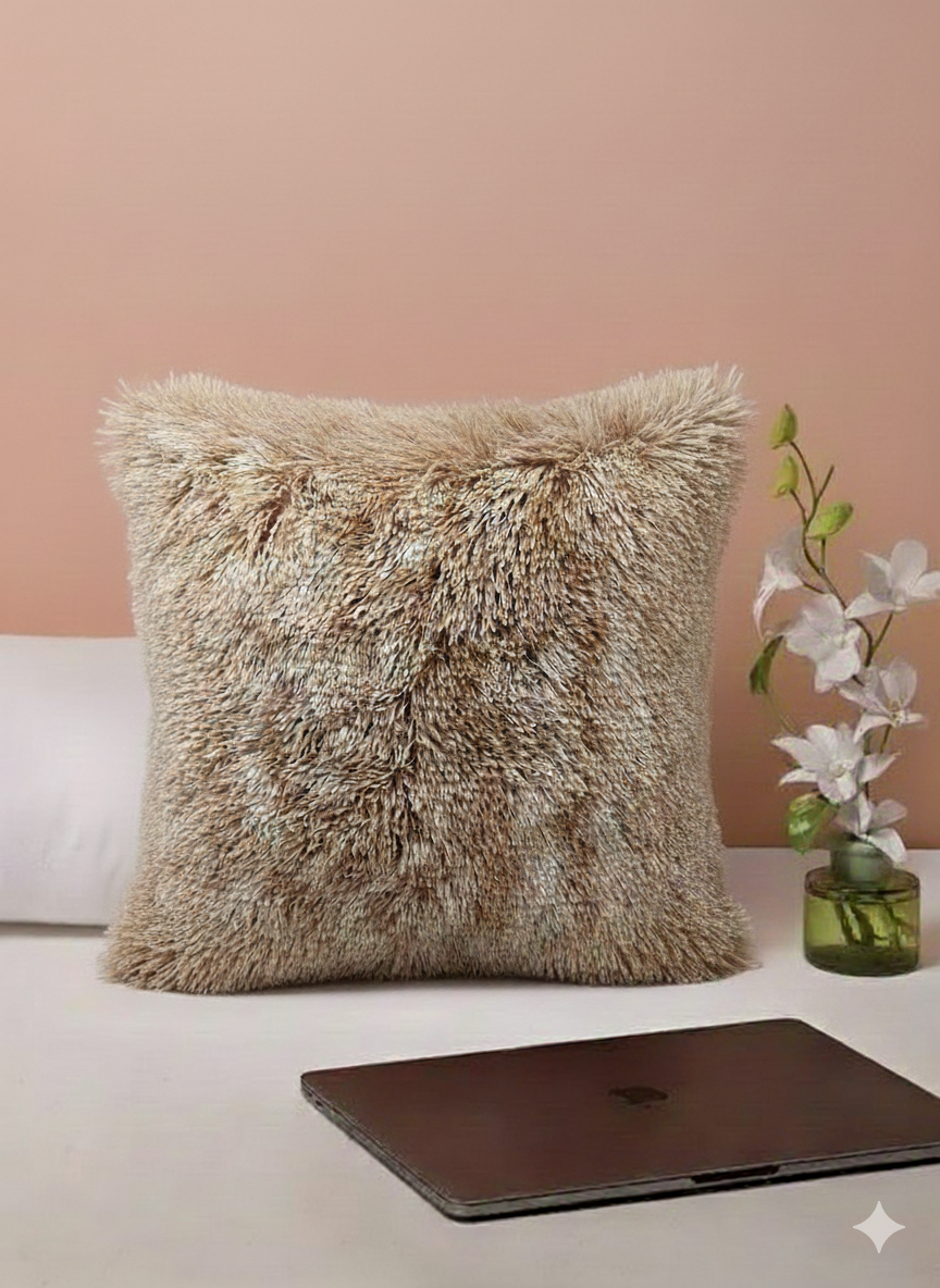 2 pcs set Decorative Throw Pillows Covers With Long Fur