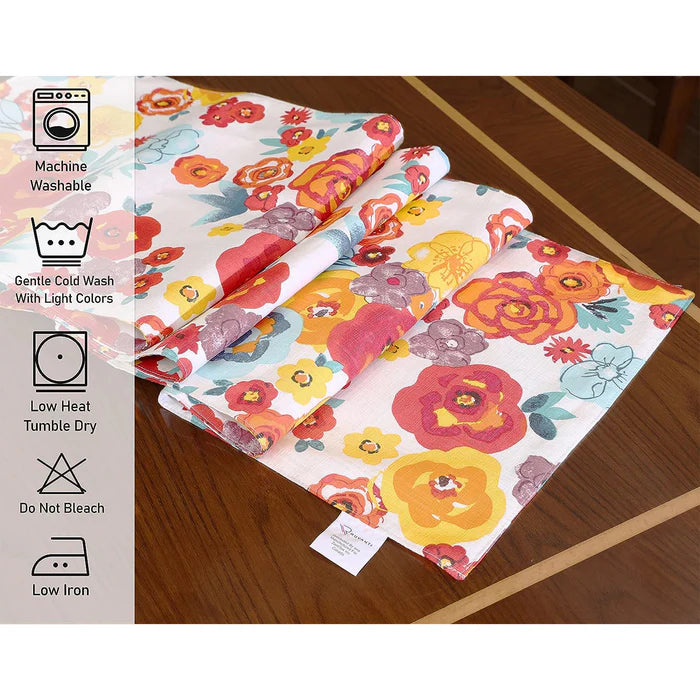 Floral Cotton Table Runner – 14” x 72” (Anti-Slip & Durable)