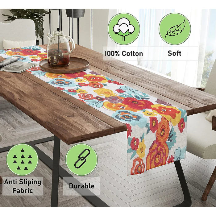 Floral Cotton Table Runner – 14” x 72” (Anti-Slip & Durable)
