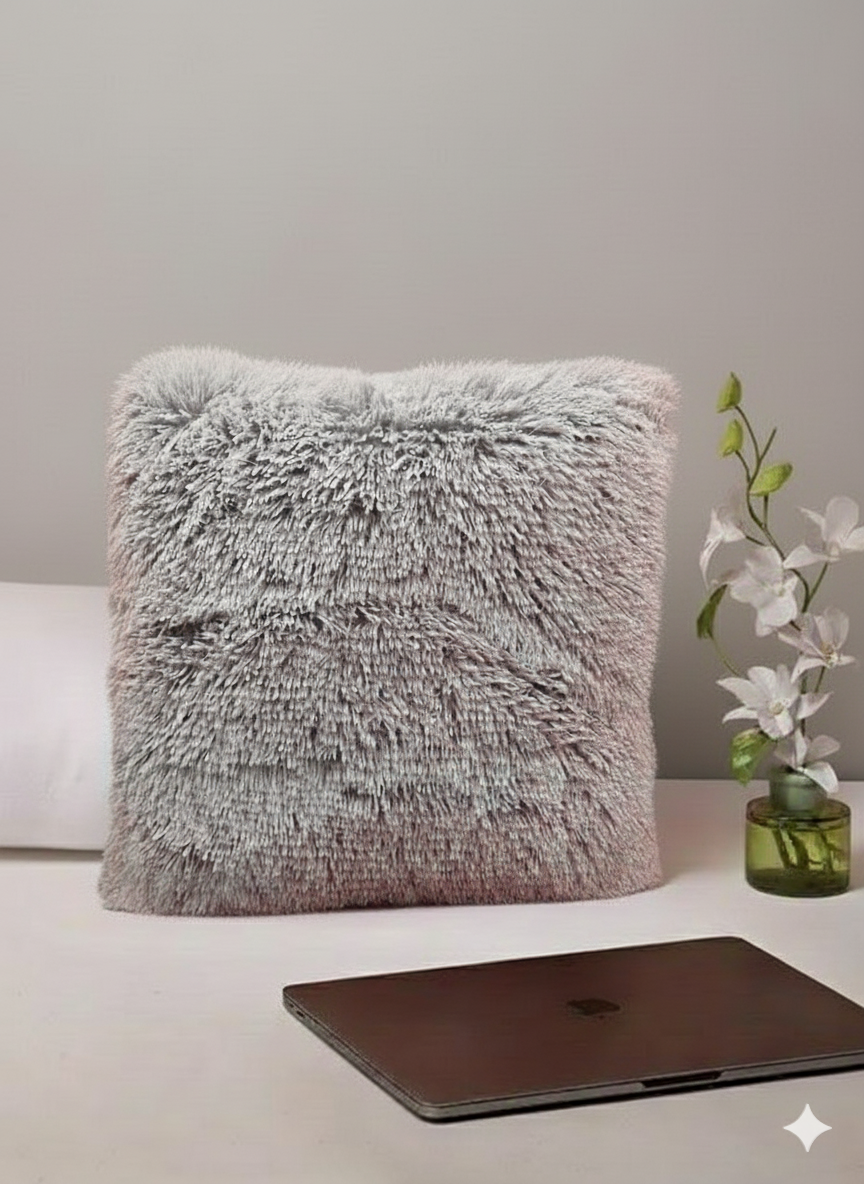 2 pcs set Decorative Throw Pillows Covers With Long Fur