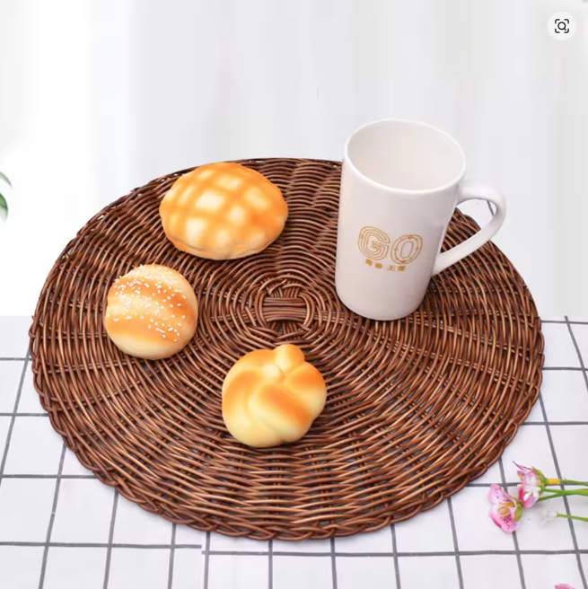 2-PCS SET Household Woven Placemat Wear-Resistant Heat-Resistant Table Mat Anti-Slip Flatware Pad Decorative Dining Mat for Cups Bowls