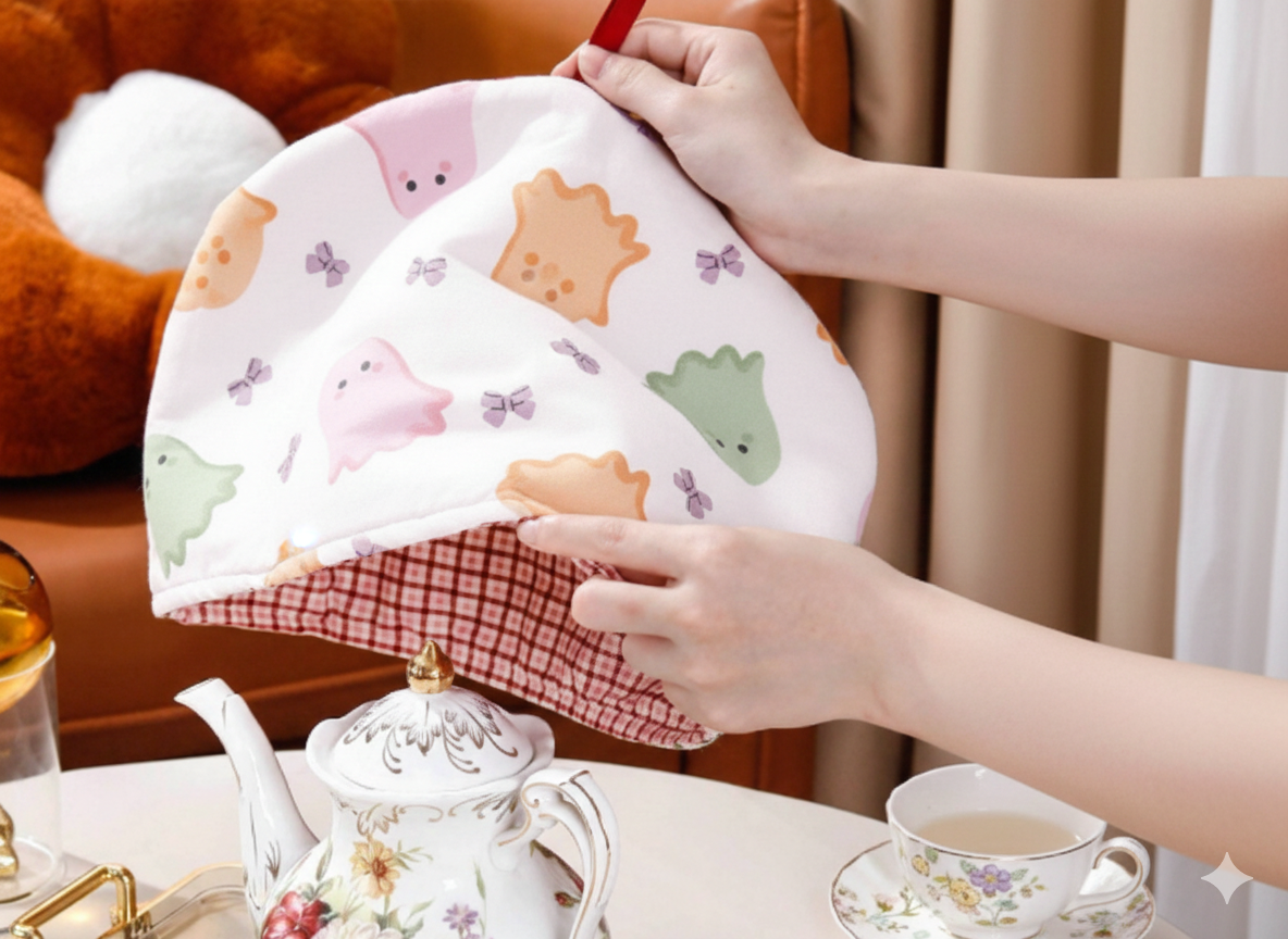 Floral Tea Cozy Set (2-Piece) – Cotton Quilted Teapot Cover | Heat Retaining Tea Warmer