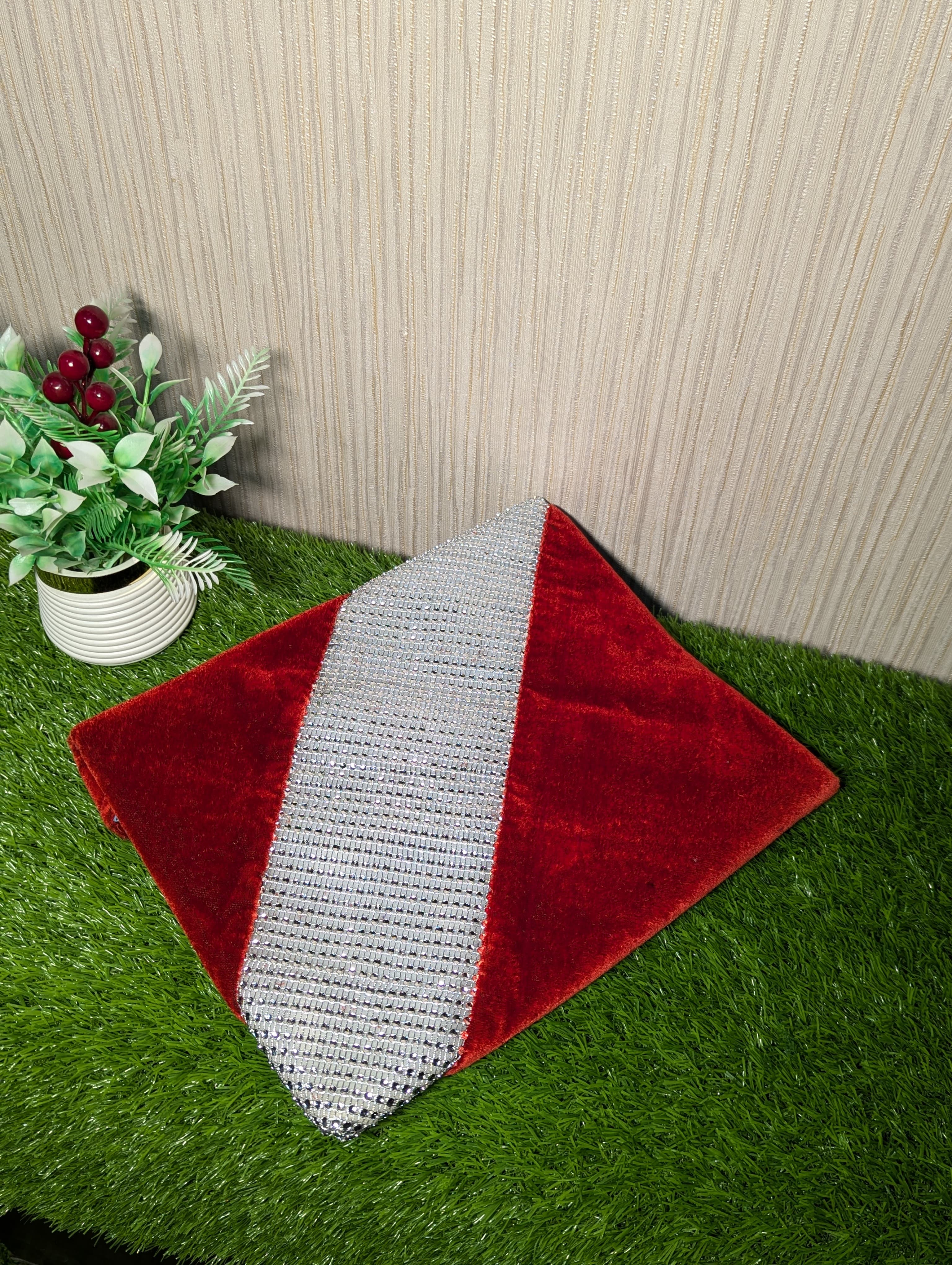 Luxury Velvet Holy Book Cover with Pearl Stud Work – Quran & Bible Protector (Maroon)