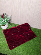 Luxury Velvet Holy Book Cover with Pearl Stud Work – Quran & Bible Protector (Maroon)
