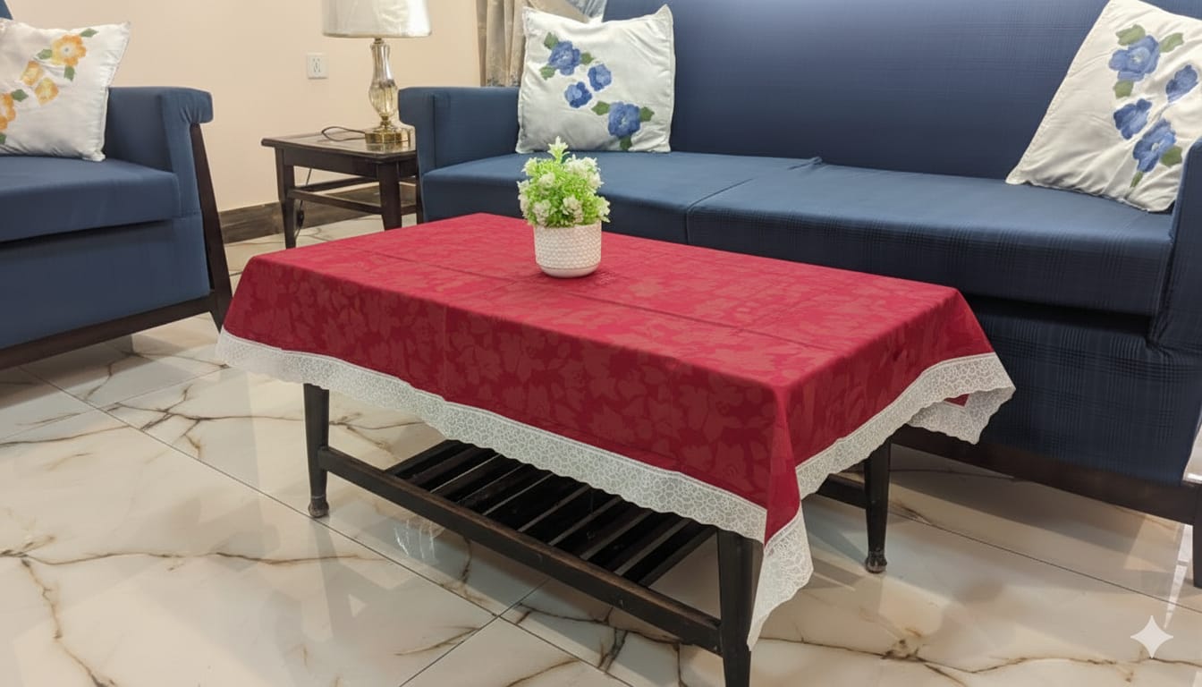 Table Sheet For Center Table (Dastarkhwan) Plastic Waterproof With Self Design 33'' x 50''