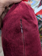 Velvet Decorative Cushion with Pom-Pom Corners & Embroidered ‘Smile’ Text – Soft Throw Pillow for Sofa & Bedroom