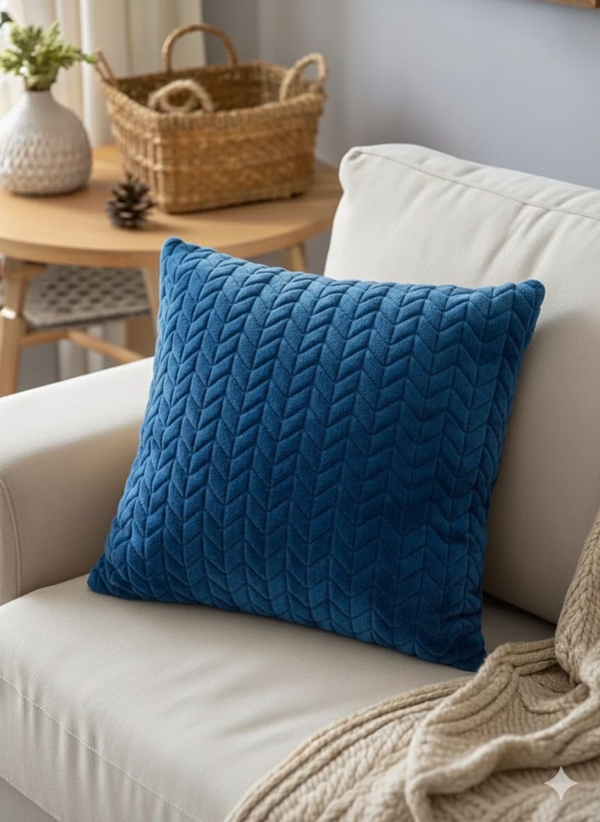 2 pcs set Soft Velvet Textured Cushion Cover – Premium Decorative Throw Pillow for Sofa & Living Room