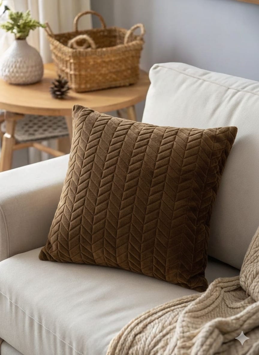 2 pcs set Soft Velvet Textured Cushion Cover – Premium Decorative Throw Pillow for Sofa & Living Room