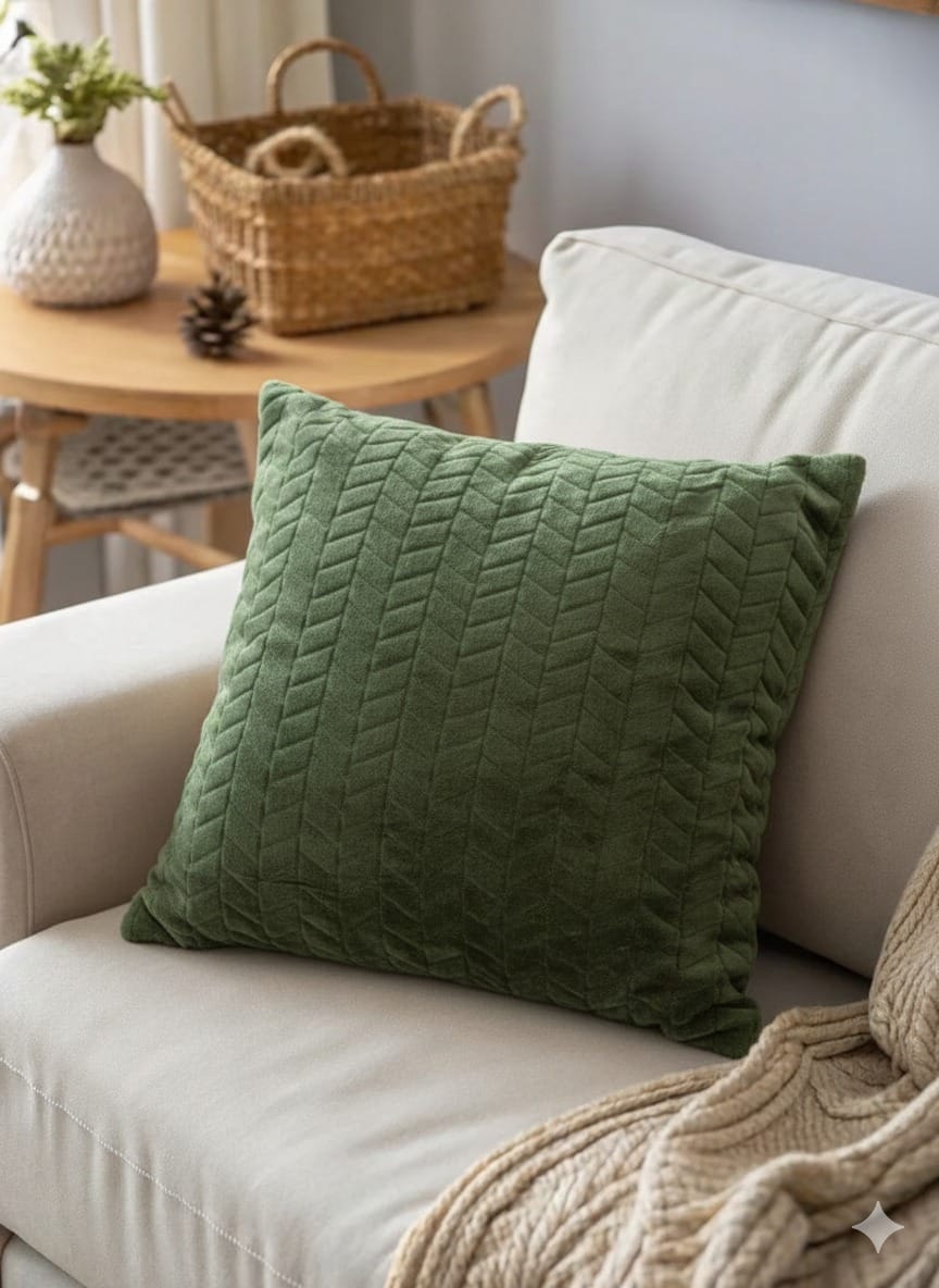 2 pcs set Soft Velvet Textured Cushion Cover – Premium Decorative Throw Pillow for Sofa & Living Room