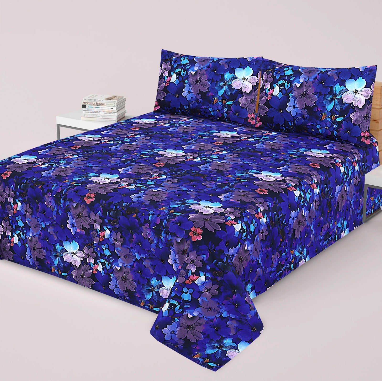 3-PCS Floral Micro Cotton Bedsheet