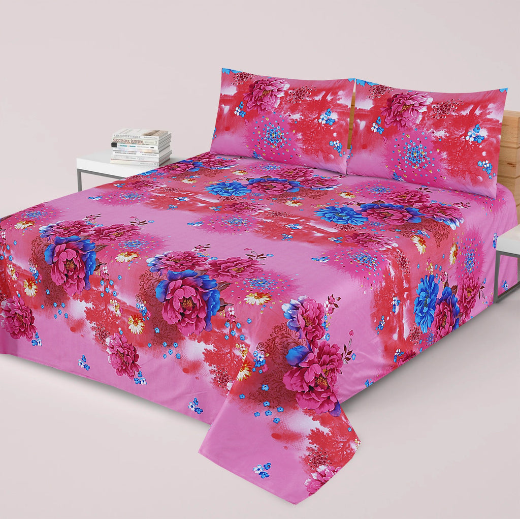 3-PCS Floral Micro Cotton Bedsheet