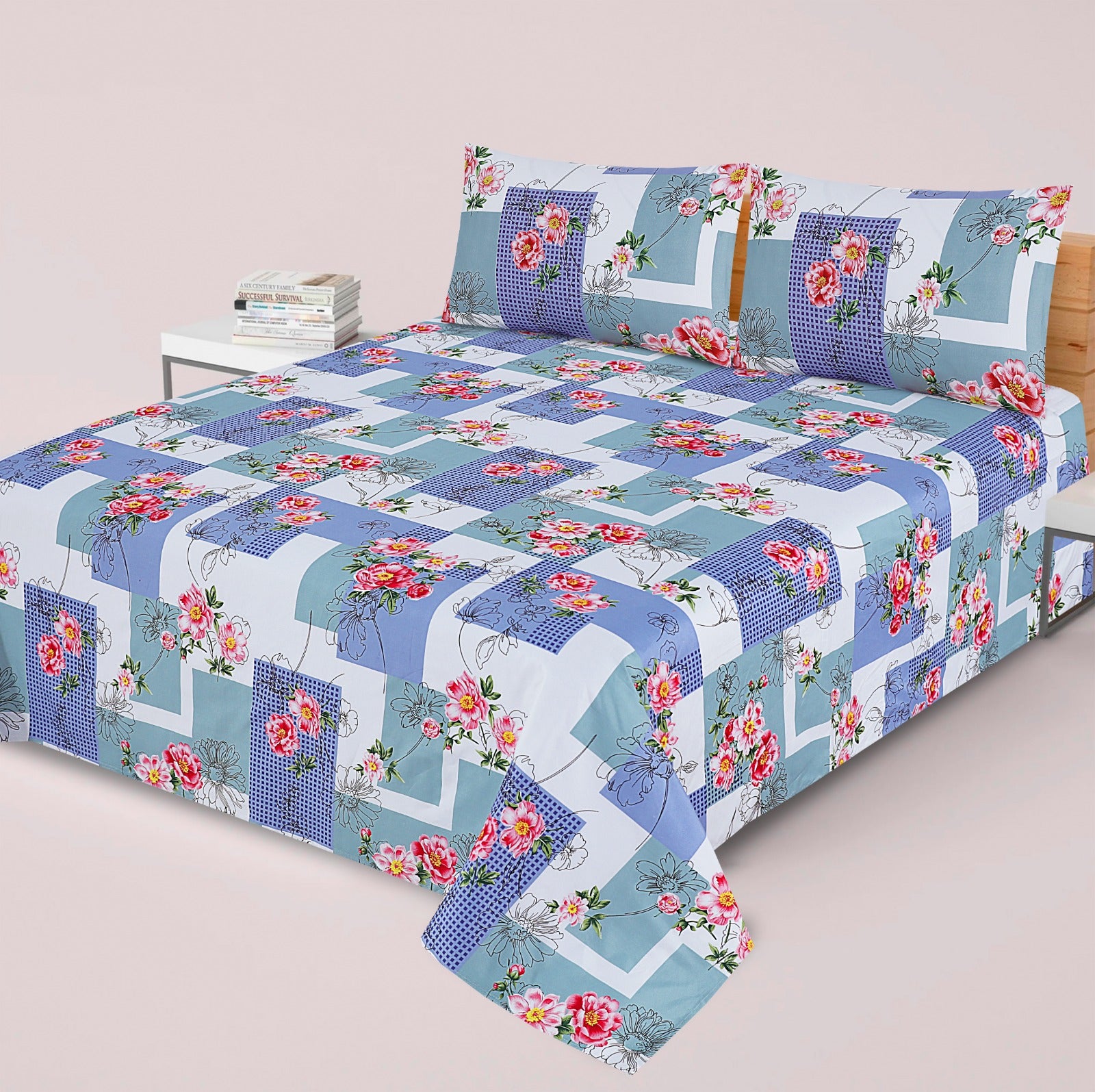 3-PCS Floral Micro Cotton Bedsheet