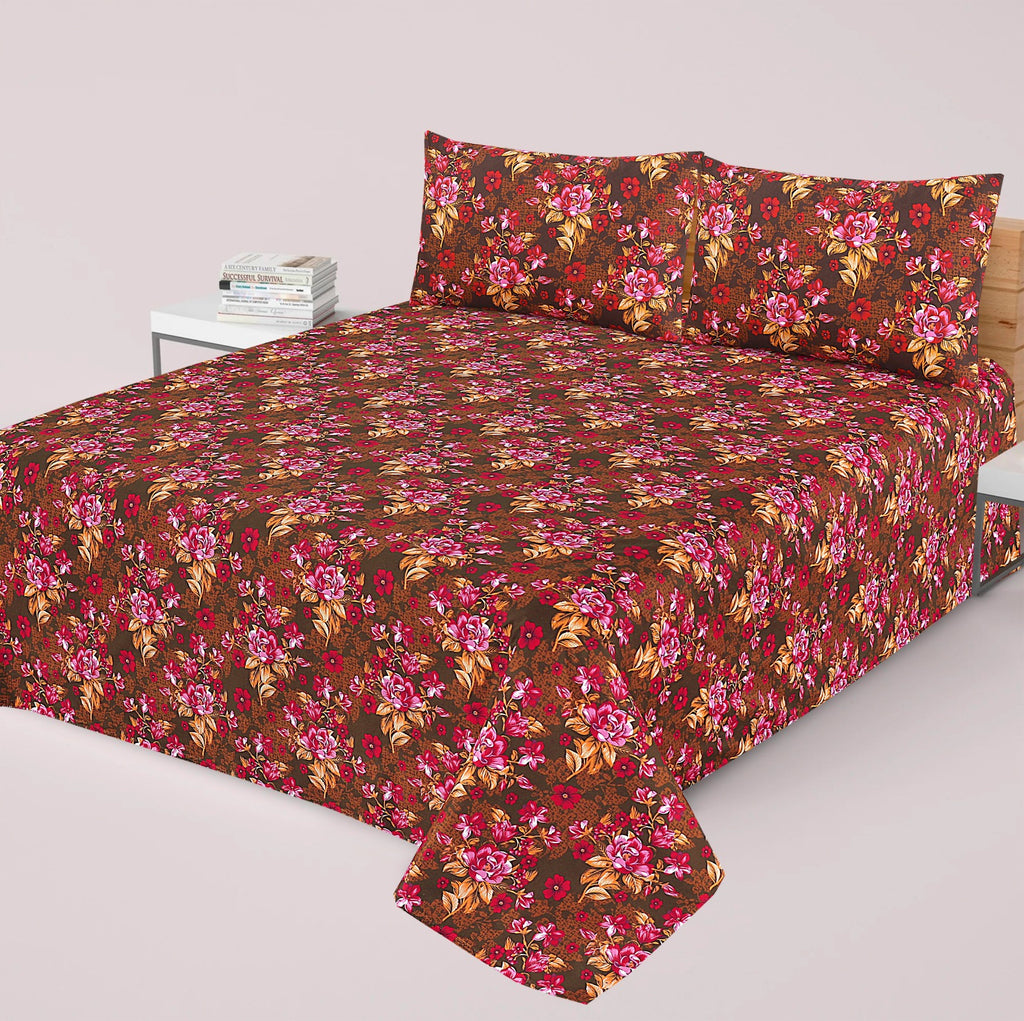 3-PCS Floral Micro Cotton Bedsheet
