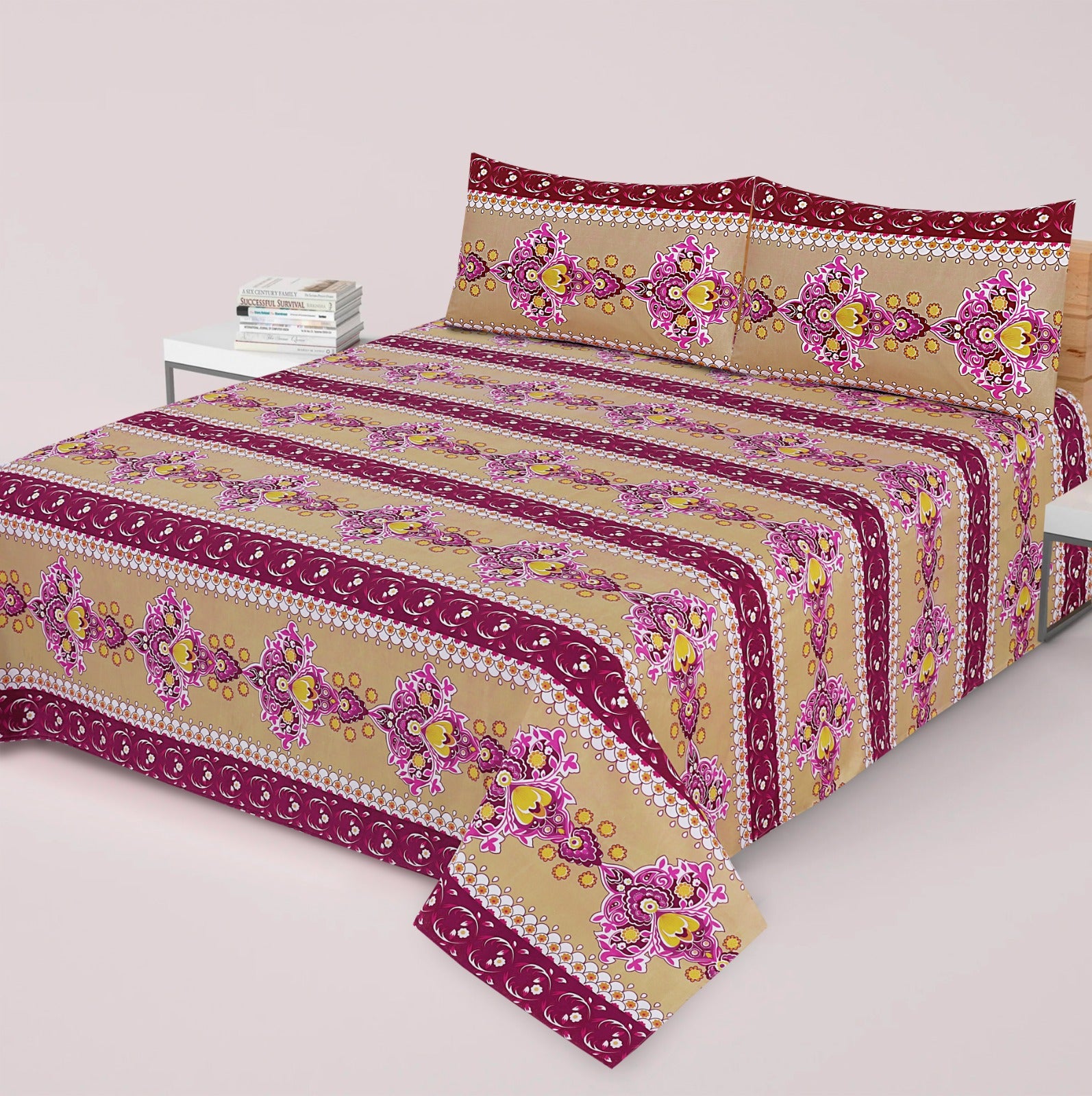 3-PCS Floral Micro Cotton Bedsheet