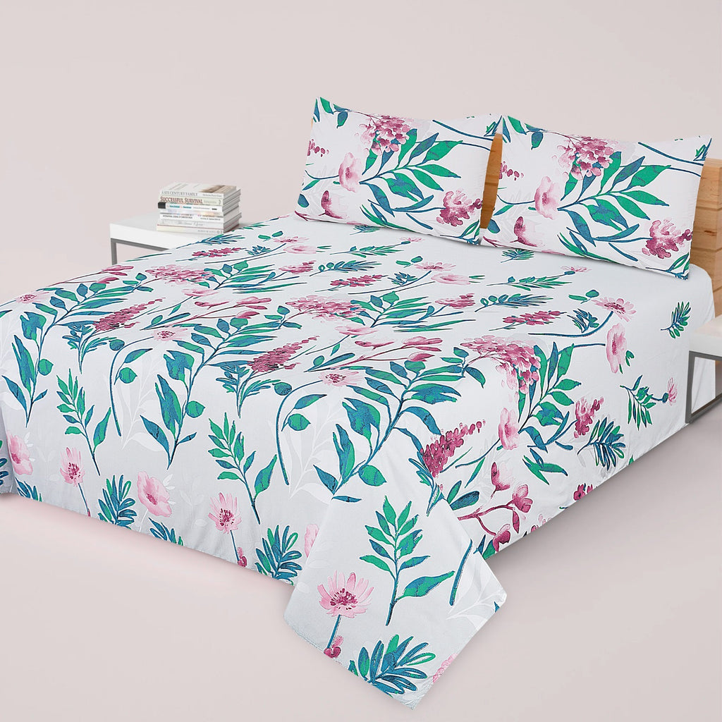 3-PCS Floral Micro Cotton Bedsheet