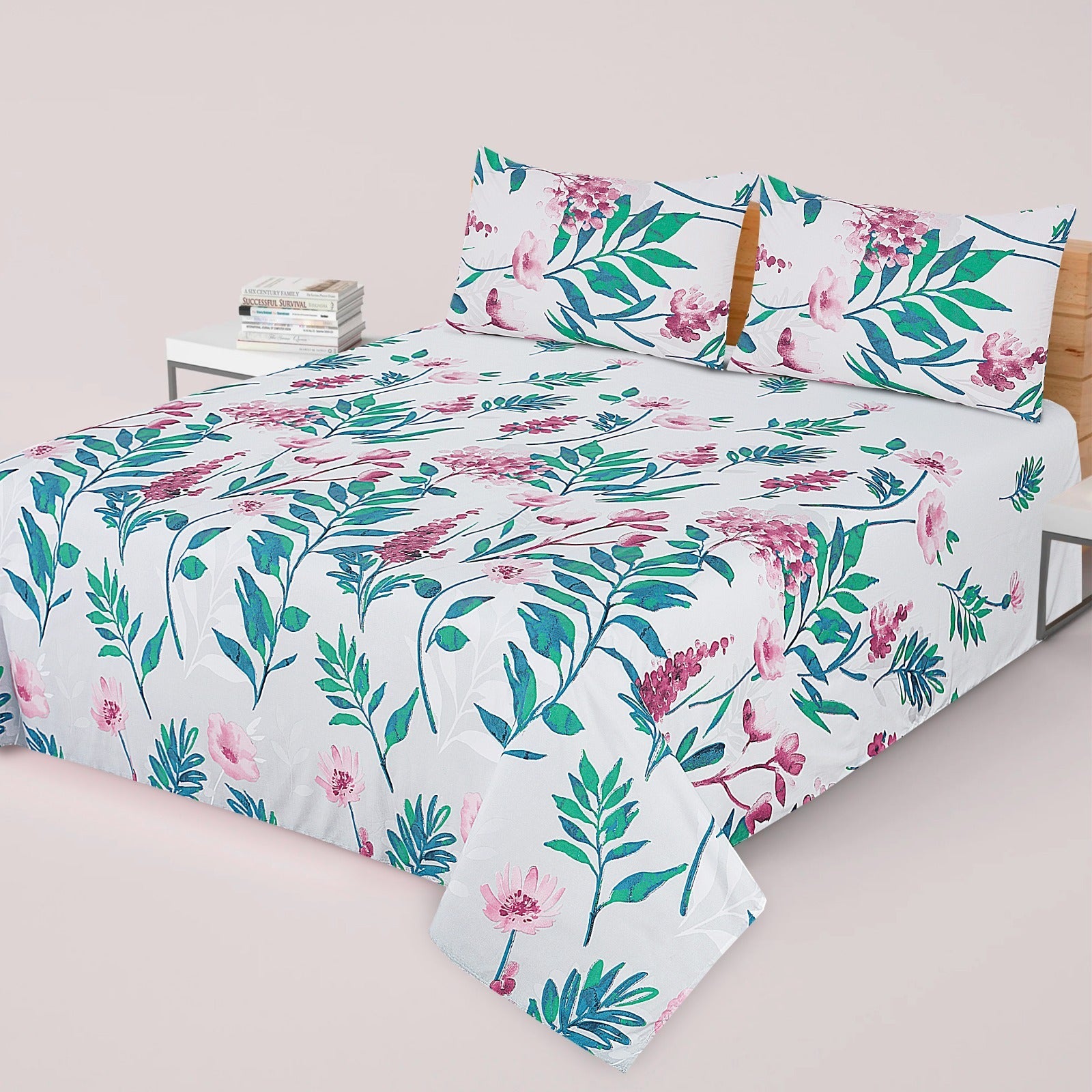 3-PCS Floral Micro Cotton Bedsheet