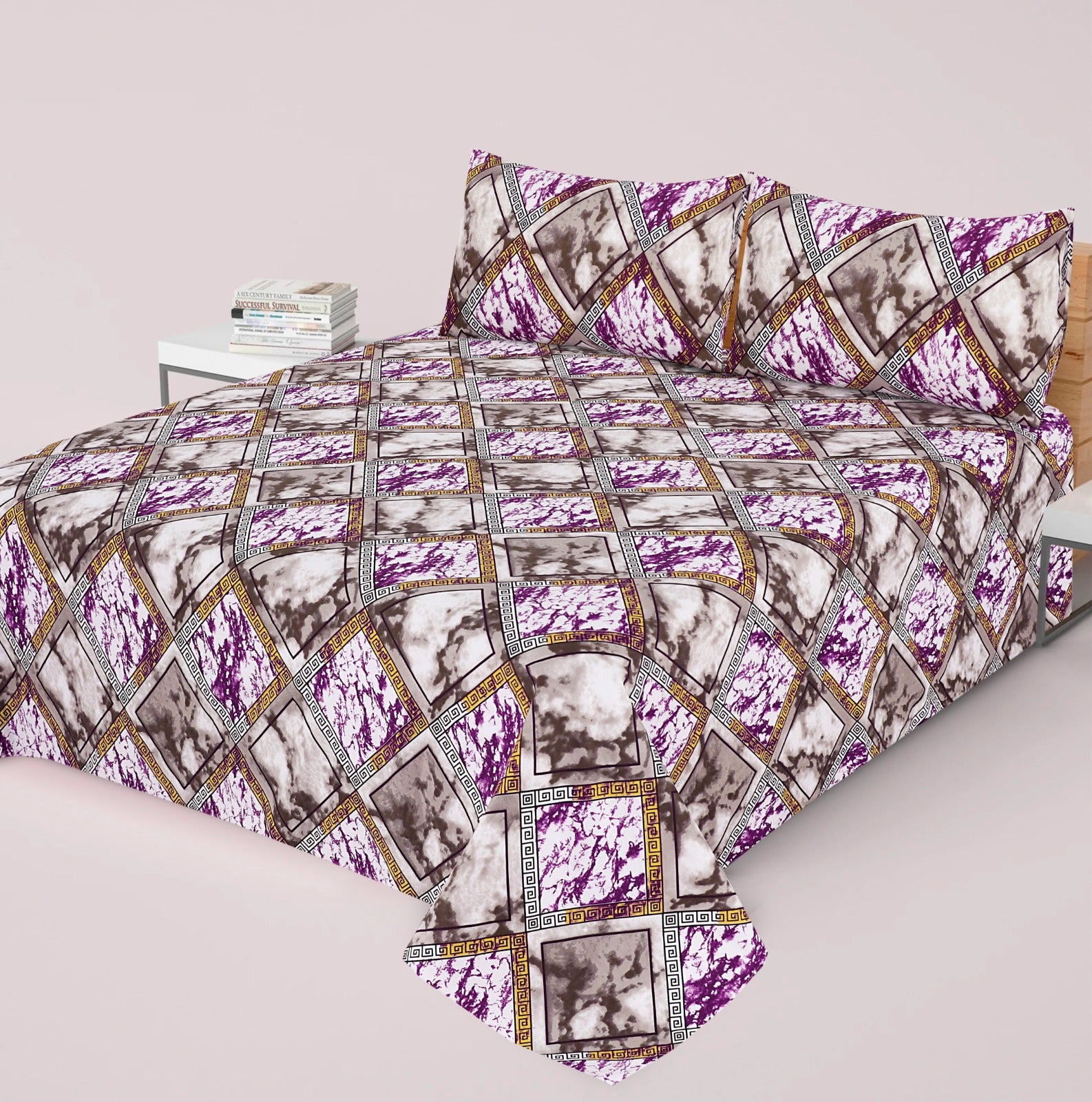 3-PCS Floral Micro Cotton Bedsheet