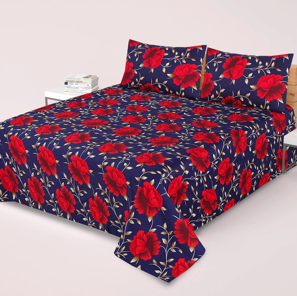 3-PCS Floral Micro Cotton Bedsheet