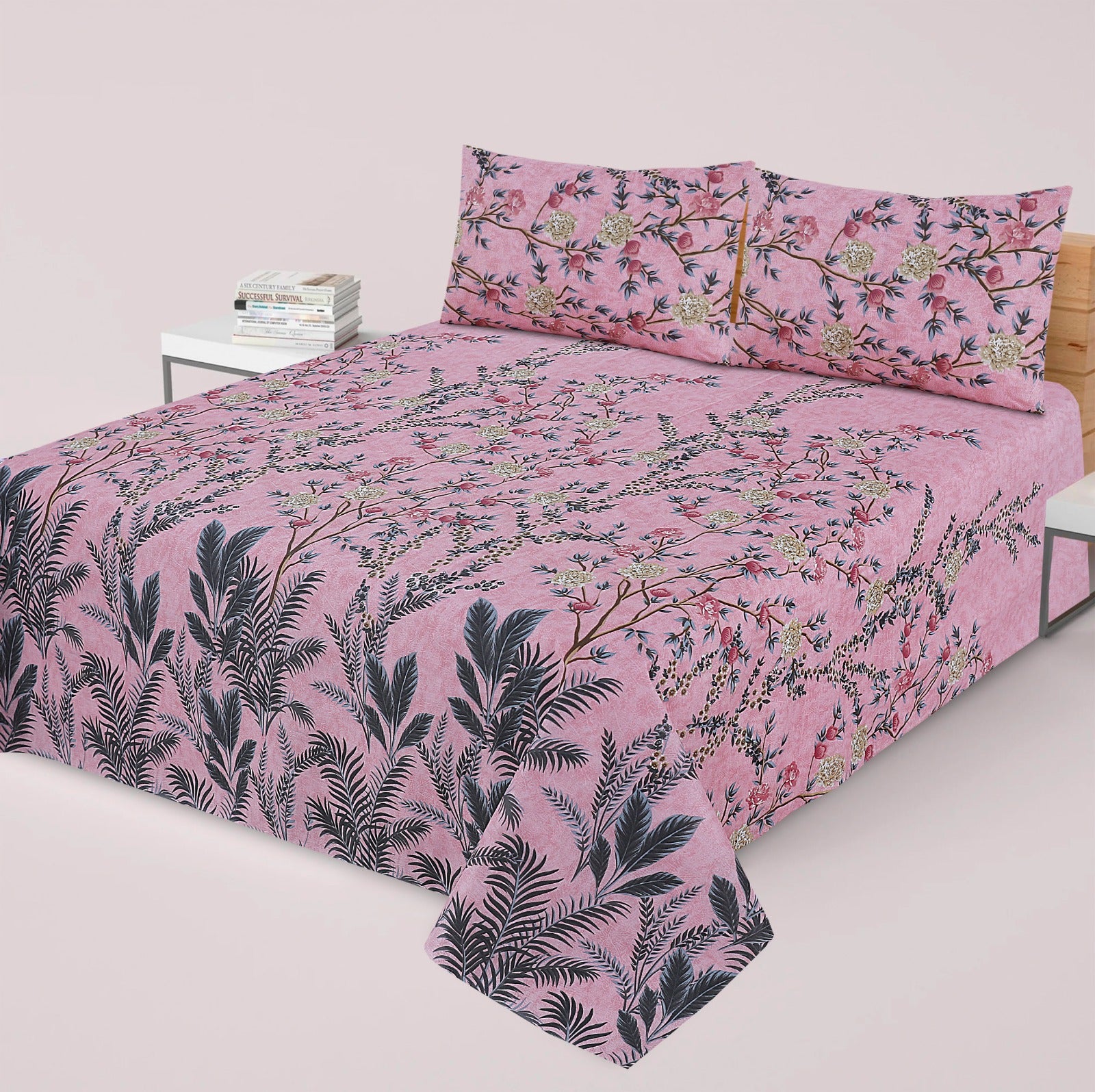 3-PCS Floral Micro Cotton Bedsheet