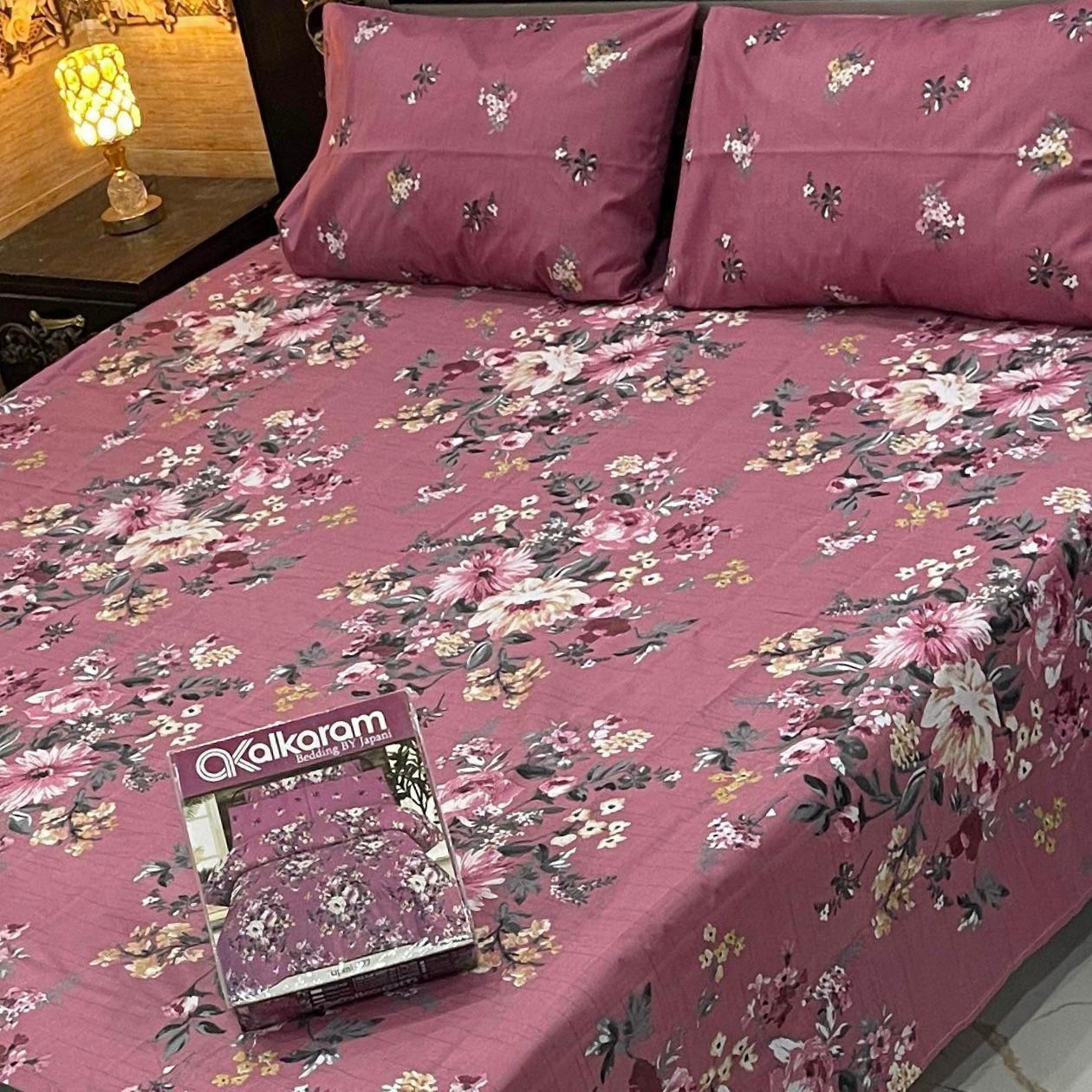 3-PCS Floral Micro Cotton Bedsheet