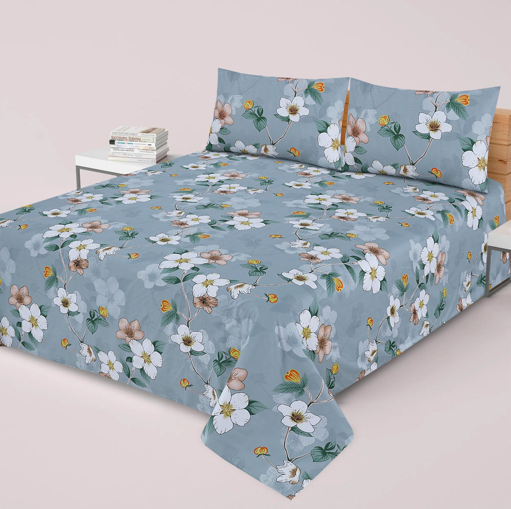 3-PCS Floral Micro Cotton Bedsheet