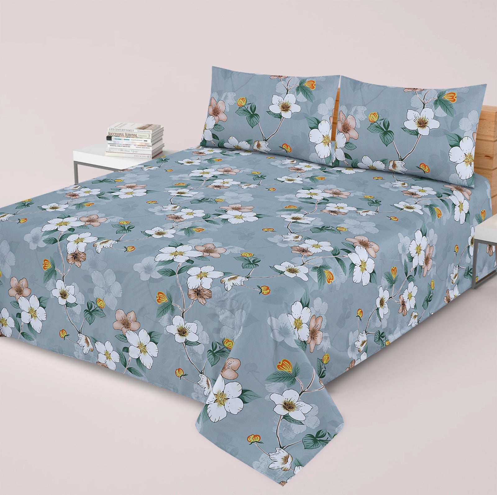 3-PCS Floral Micro Cotton Bedsheet