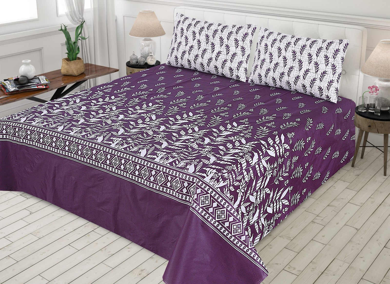 3-PCS Floral Micro Cotton Bedsheet