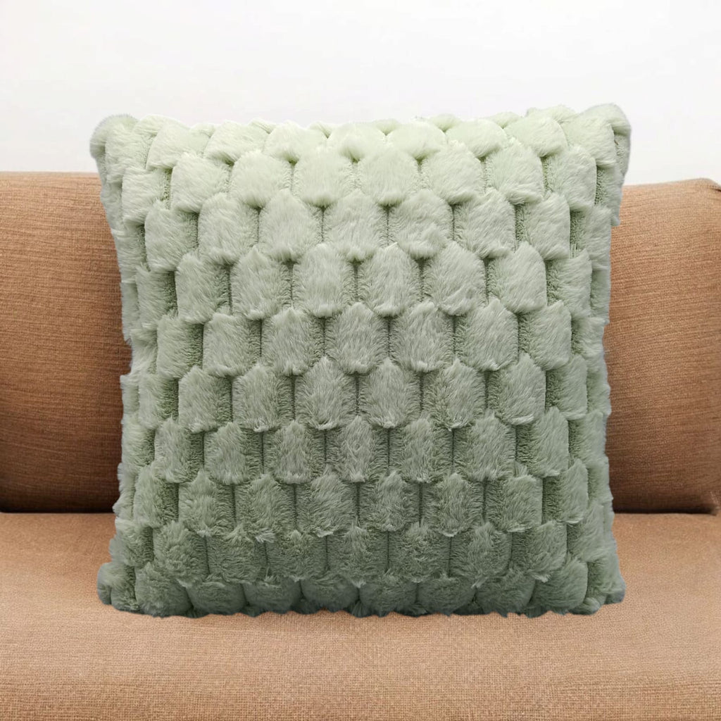 Pack of 2 Beige Super Soft Plush Fluffy Decorative Throw Pillow Covers 18x18 inch Faux Fur Wool Velvet Cushion Covers