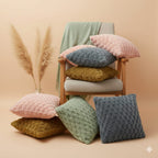 Pack of 2 Beige Super Soft Plush Fluffy Decorative Throw Pillow Covers 18x18 inch Faux Fur Wool Velvet Cushion Covers