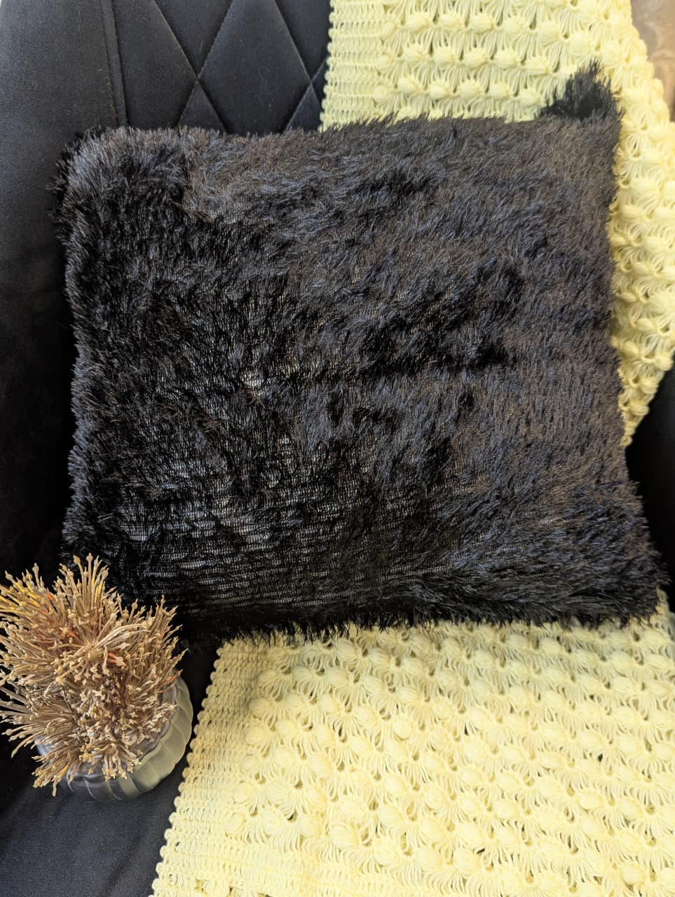 2 Pcs Set Luxury Fluffy Faux Fur Cushion Covers for Sofa & Home Decor