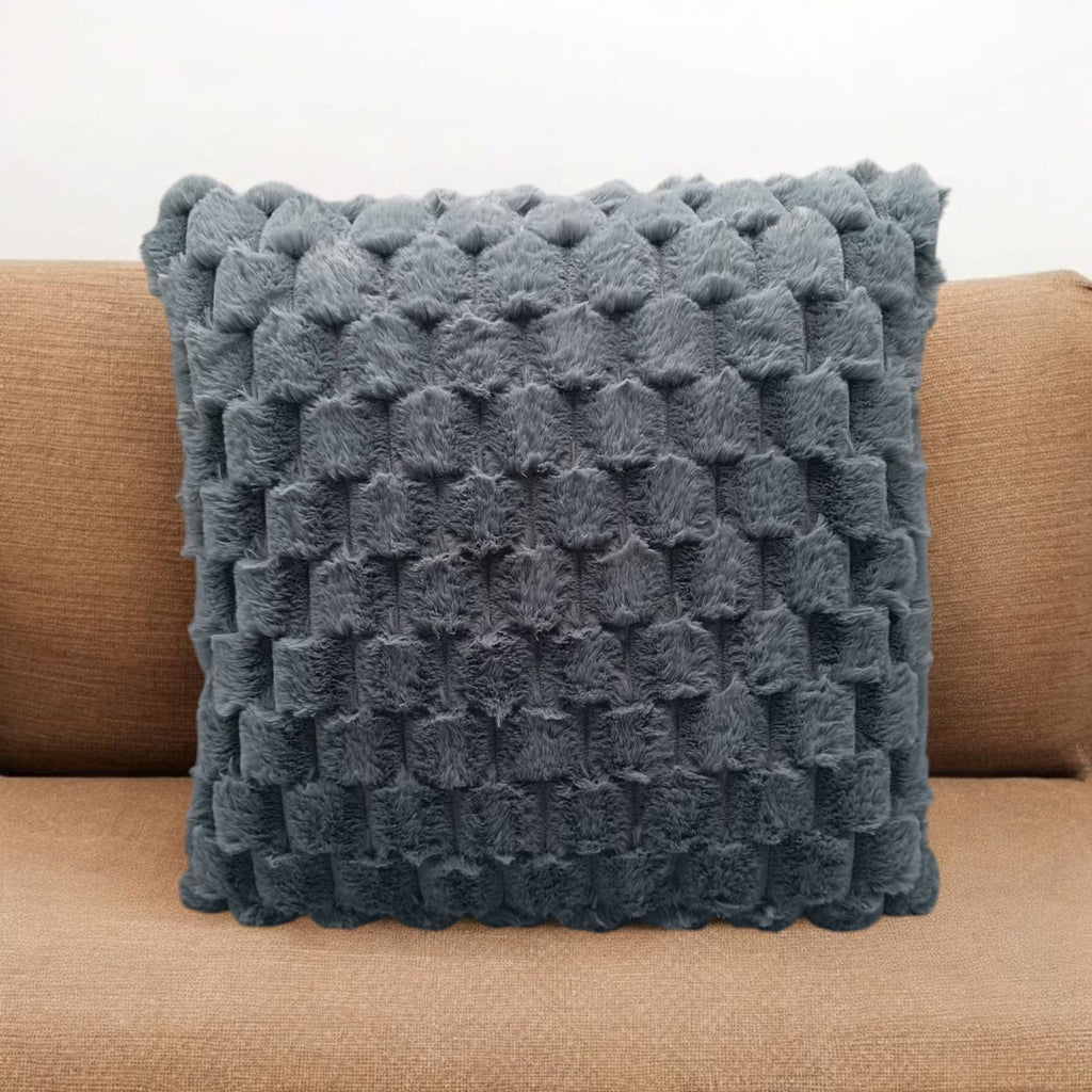 Pack of 2 Beige Super Soft Plush Fluffy Decorative Throw Pillow Covers 18x18 inch Faux Fur Wool Velvet Cushion Covers