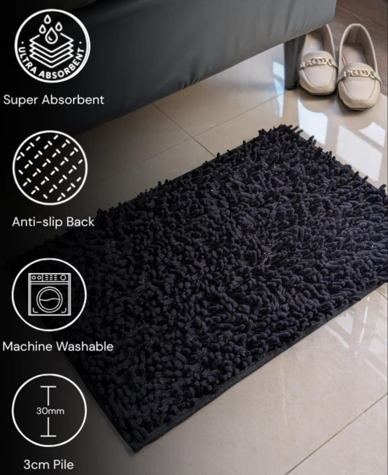Microfiber Chenille Door Mat – Ultra Absorbent, Non-Slip Entrance Rug for Home & Office