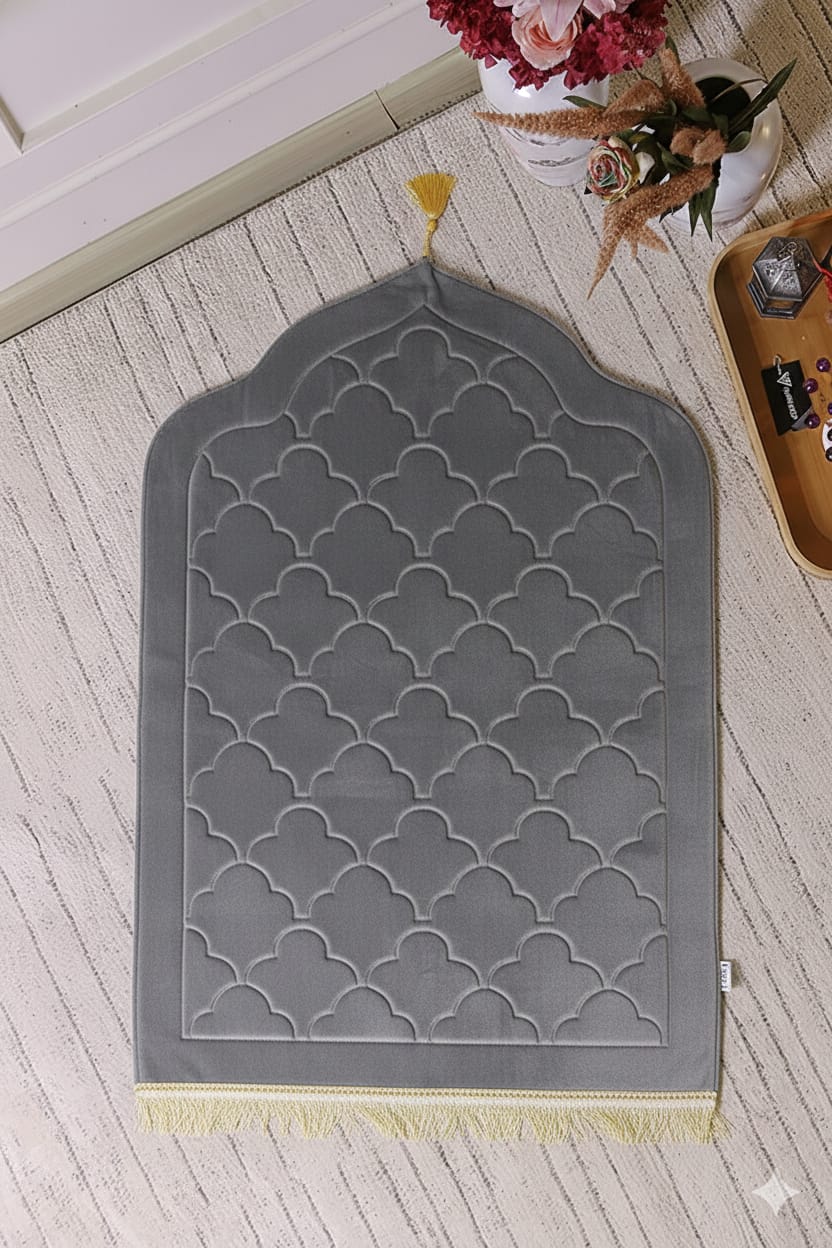 Cloud-Comfort 1.2cm Thick Prayer Mat Velvet Stuff (Silver)